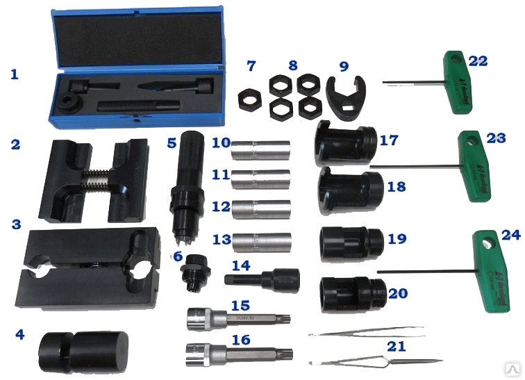 DL- CR Tool Kit-22 комплект инструмента для ремонта форсунок common-Rail. Инструмент для форсунок Коммон рейл. Специнструмент JTC для ворсунок commonreil. Инструмент для ремонта форсунок комон рейл.