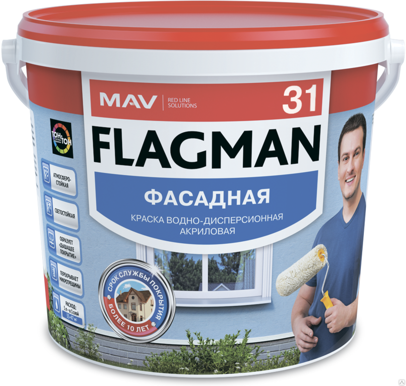Краска FLAGMAN 31 фасадная (белый) 1 л (1,2кг)