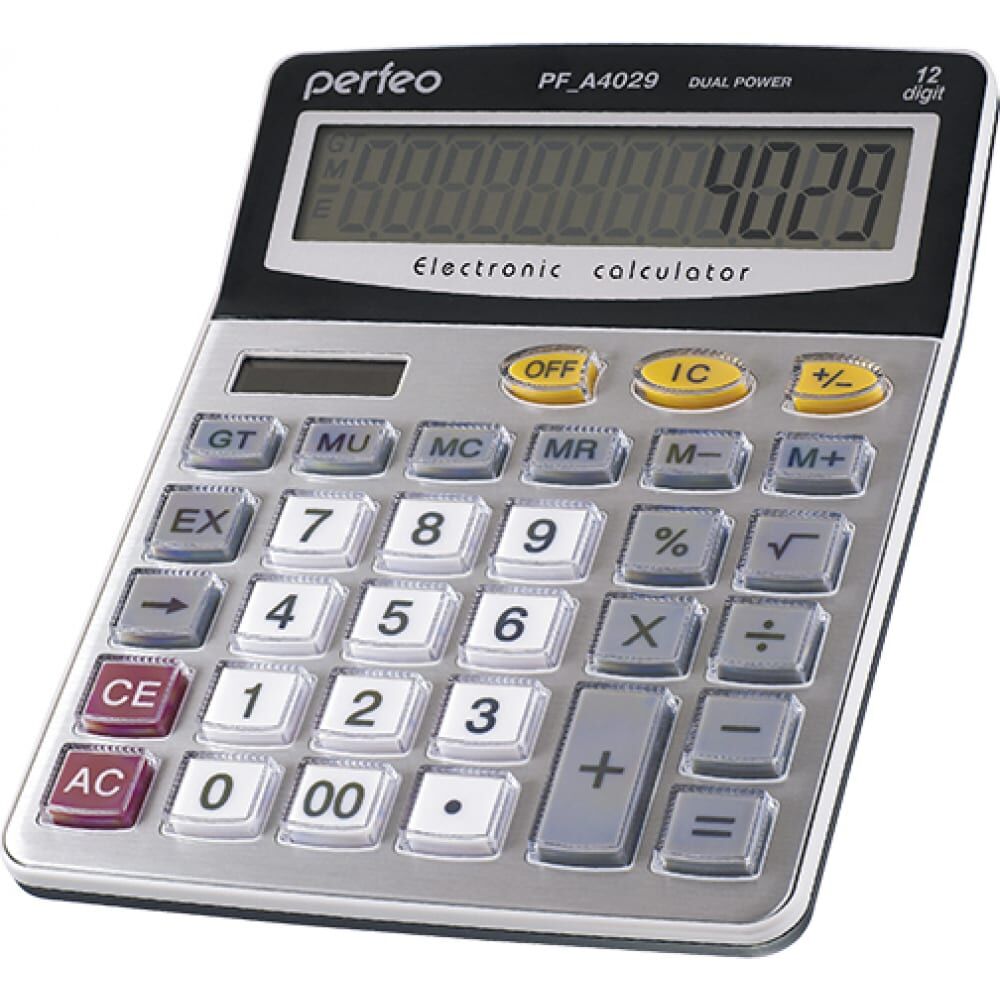 Двенадцатиразрядный бухгалтерский калькулятор Perfeo PF A4029 GT