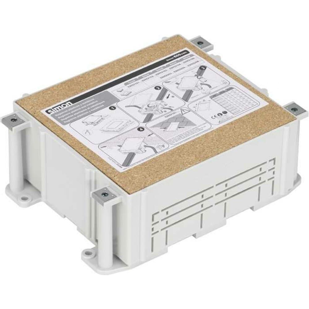 Монтажная коробка под люк в пол Simon на 2 S-модуля, в бетон, глубина 80-130 мм, пластик