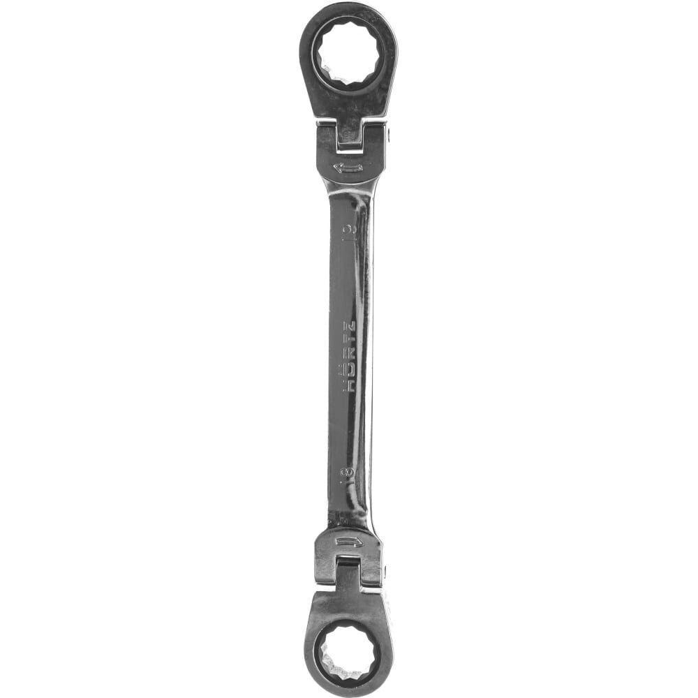 Двусторонний трещоточный шарнирный накидной ключ HORTZ 121321