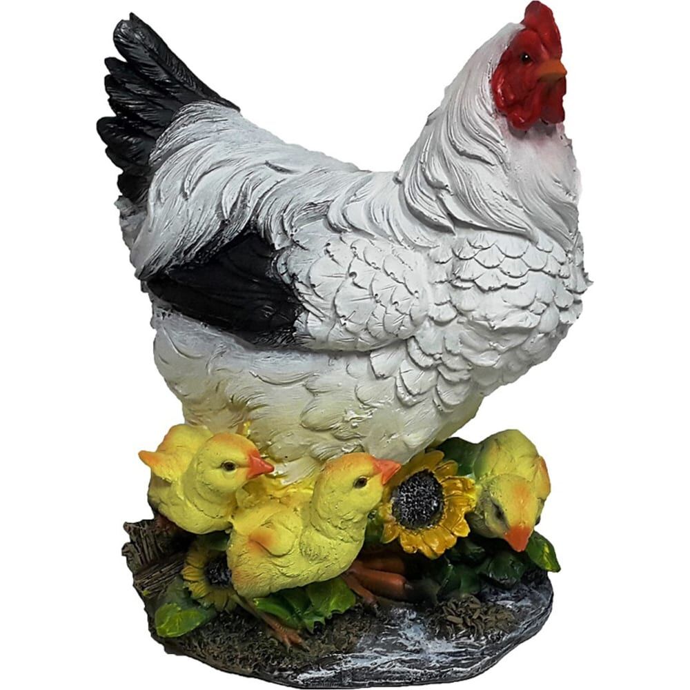 Садовая фигура ФлораПласт Курица с цыплятками на подсолнухе