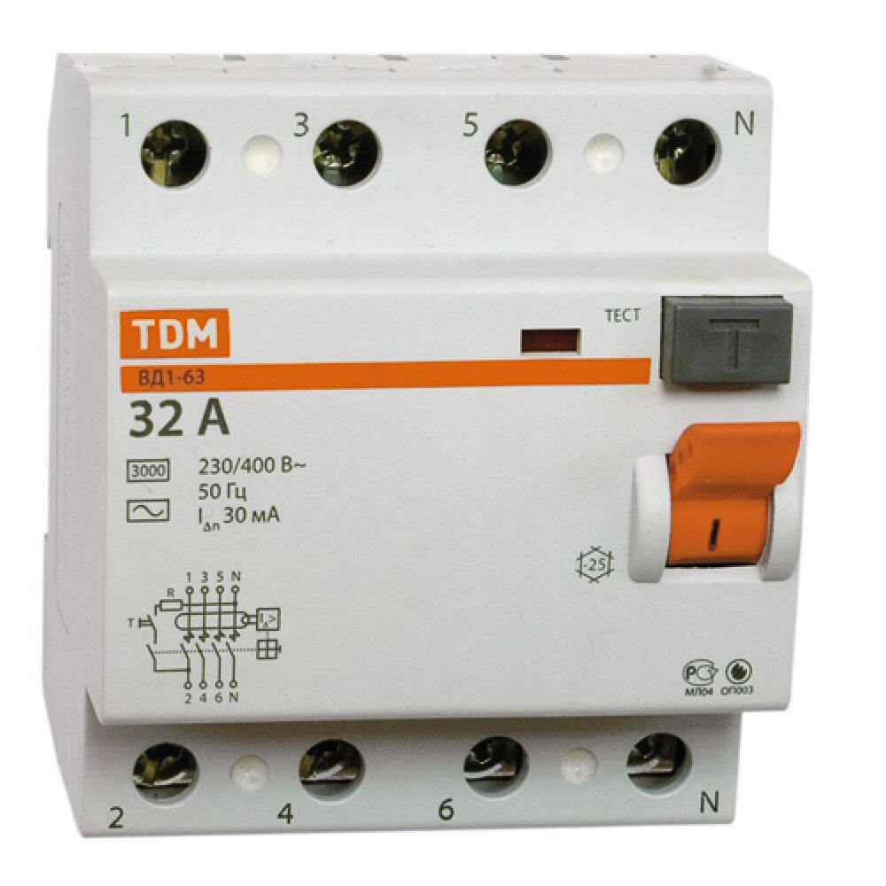 Устройство защитного отключения TDM ВД1-63