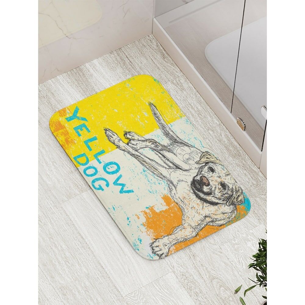 Противоскользящий коврик для ванной, сауны, бассейна JOYARTY Желтый пес