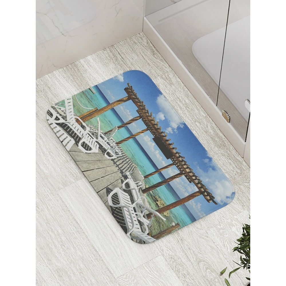 Противоскользящий коврик для ванной, сауны, бассейна JOYARTY Лежаки на террасе