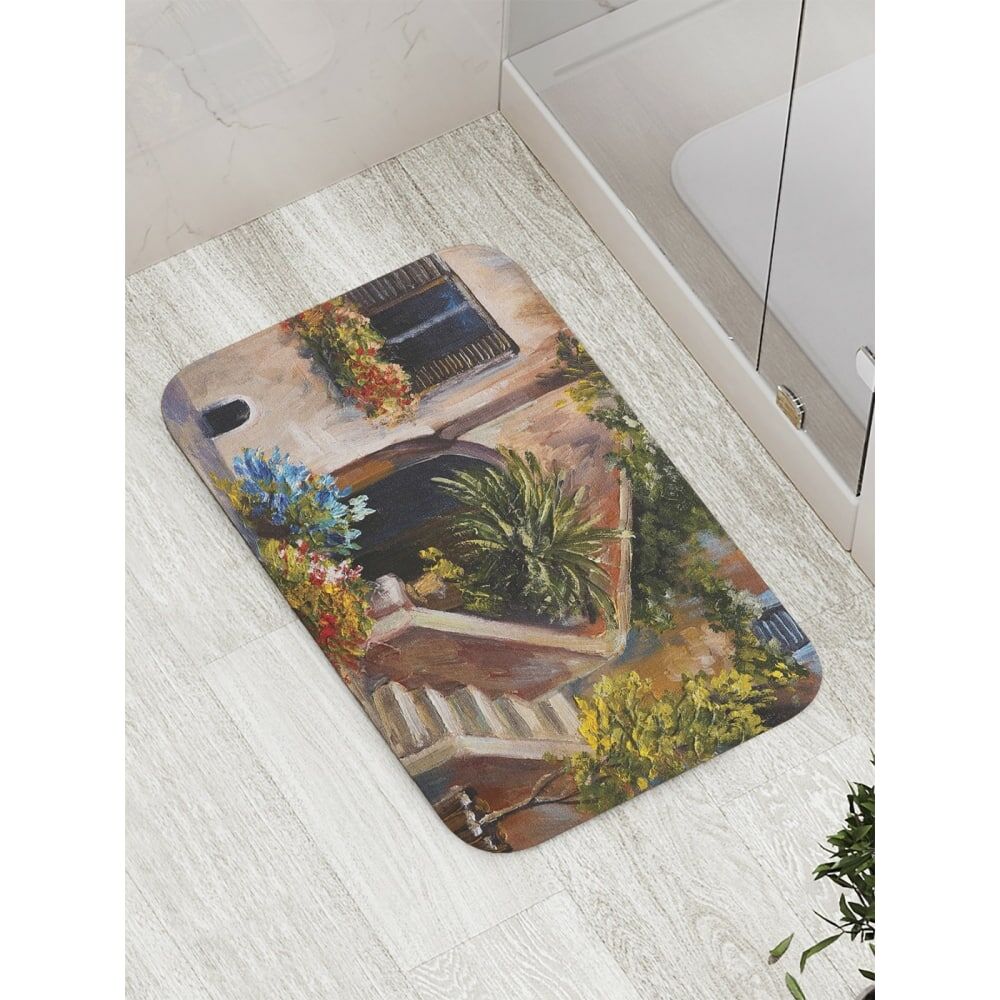 Противоскользящий коврик для ванной, сауны, бассейна JOYARTY Садик на Крите