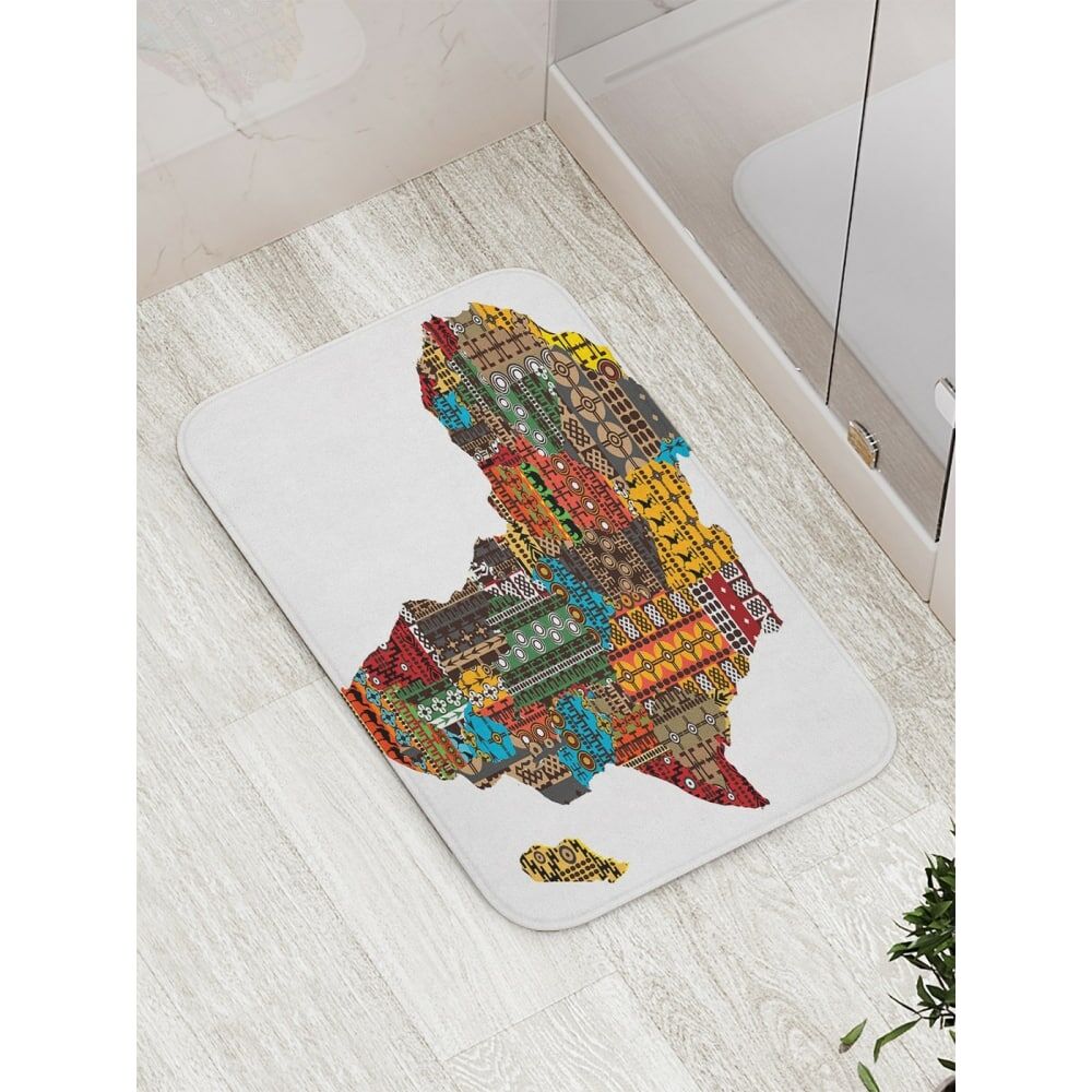 Противоскользящий коврик для ванной, сауны, бассейна JOYARTY Карта Африки в орнаментах