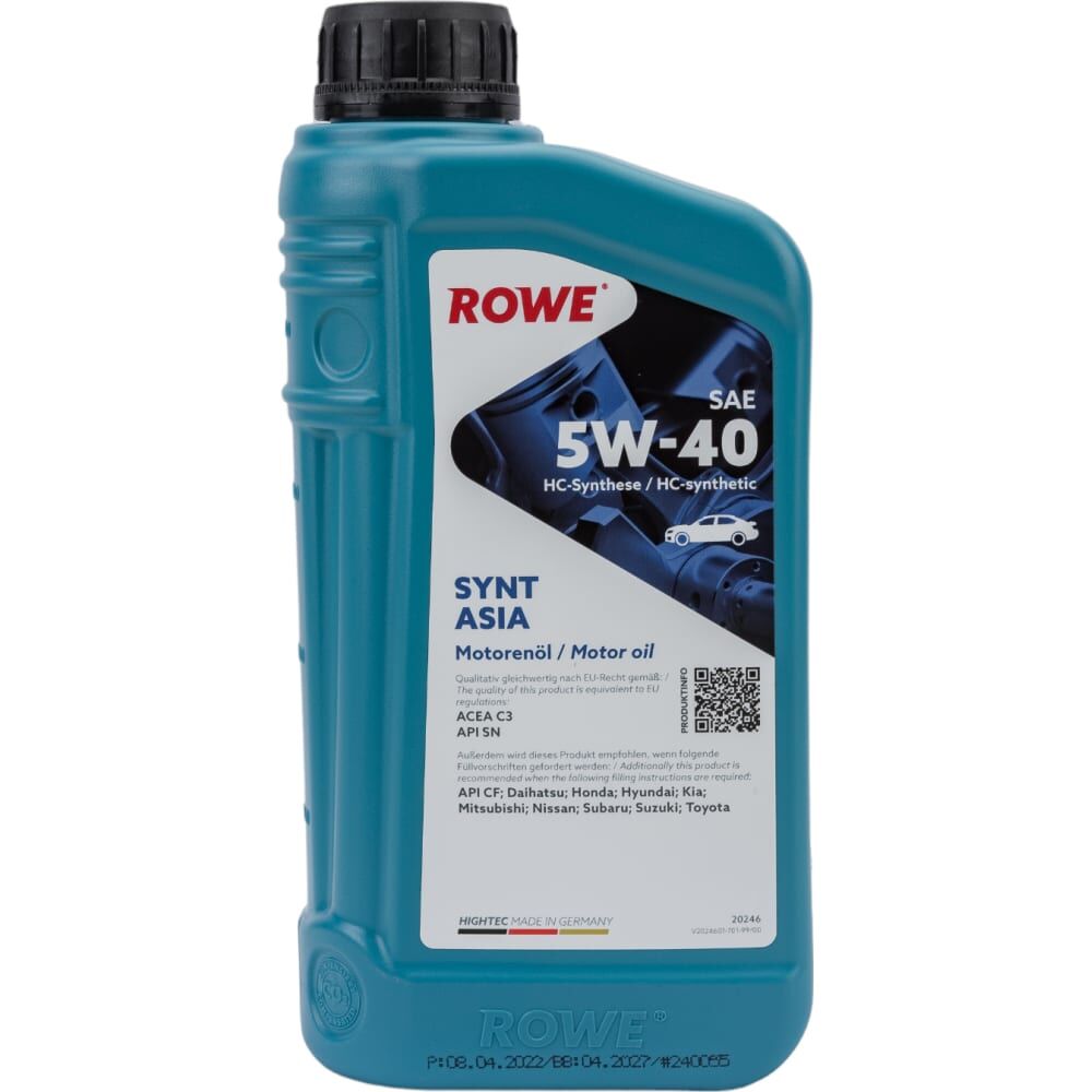 Моторное полусинтетическое масло Rowe HIGHTEC SYNT ASIA SAE 5W-40
