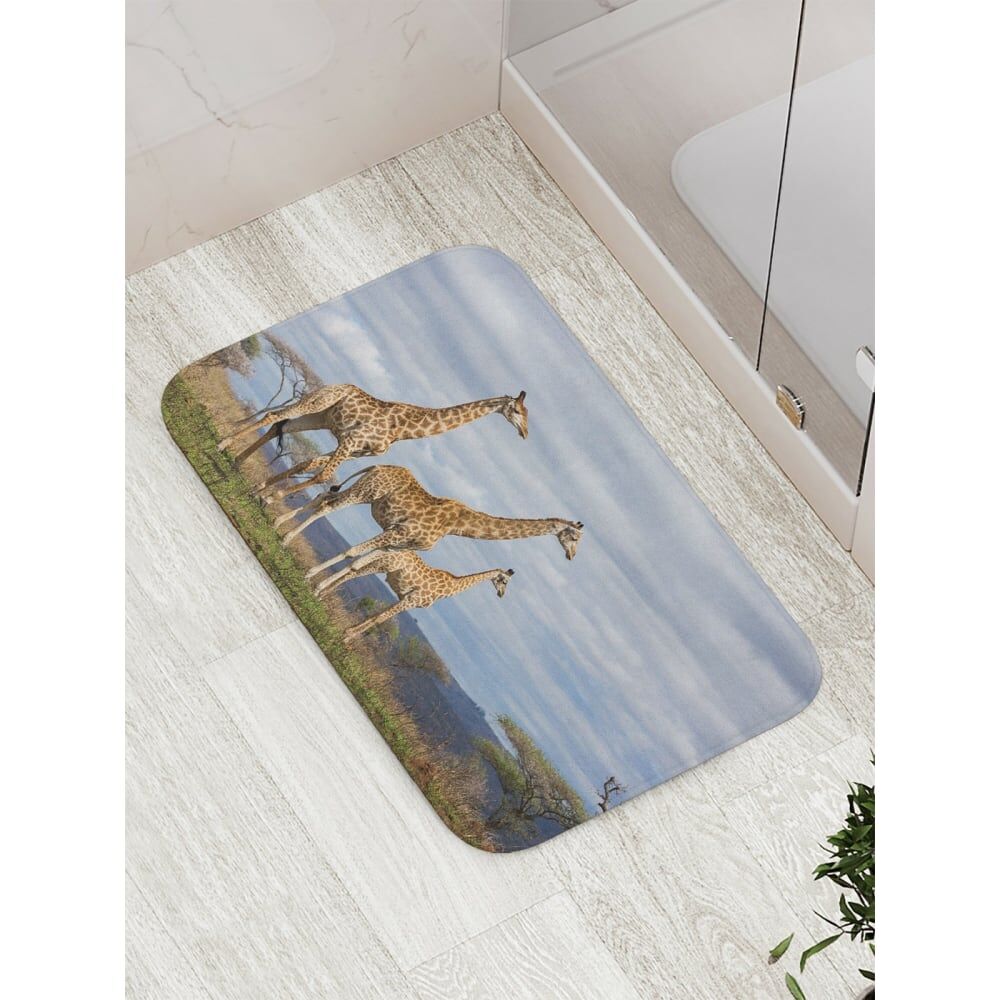 Противоскользящий коврик для ванной, сауны, бассейна JOYARTY Жирафы наблюдают
