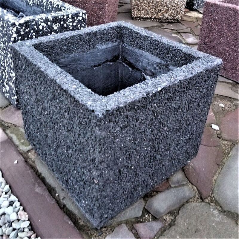 Вазон Канны декоративный бетонный фактура Габбро-диабаз 400х400х300 мм