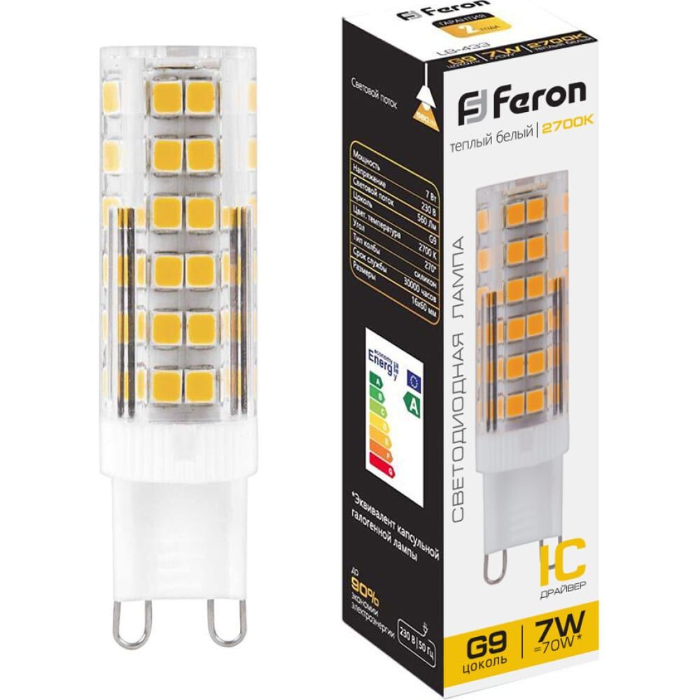 Светодиодная лампа FERON LB-433 7W 230V G9 2700K