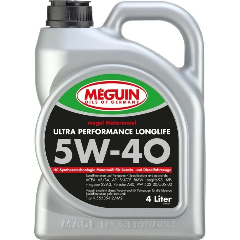 НС-синтетическое моторное масло MEGUIN Megol Motorenoel Ultra Performance Longlife НС-5W-40 CF/SN B4/A3