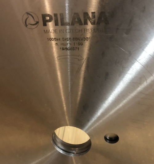 Пила круглая (стальная) "Pilana" 1000x50x5,0x56z 5310–56 KV25° Чехия 2
