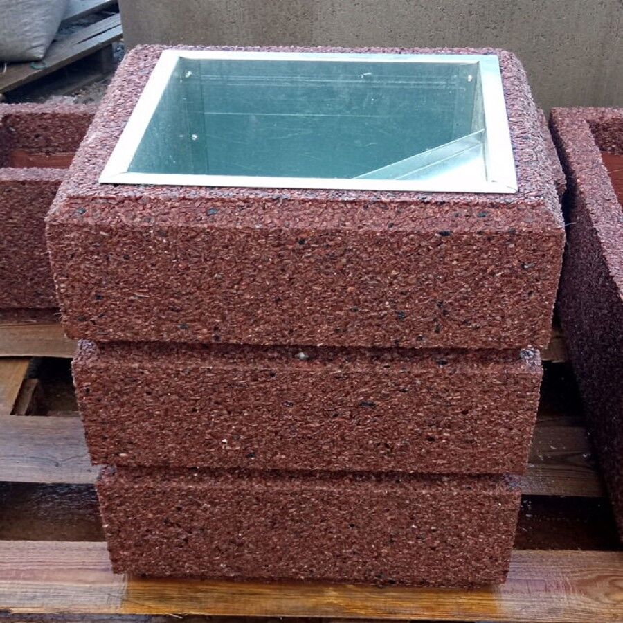 Урна бетонная Прага с натуральной каменной фактурой гранит 450х450х600 мм