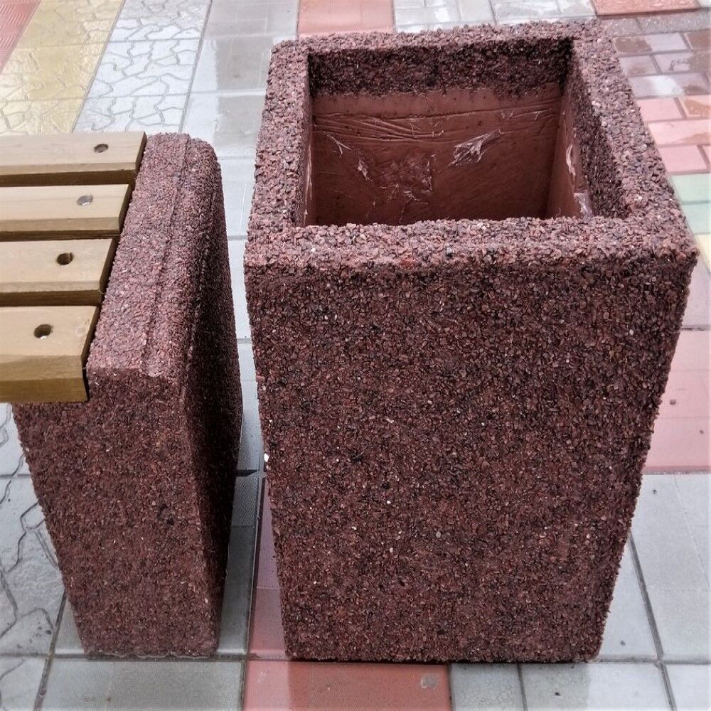 Урна бетонная Киль садово-парковая с каменной фактурой гранит 450х450х600 мм