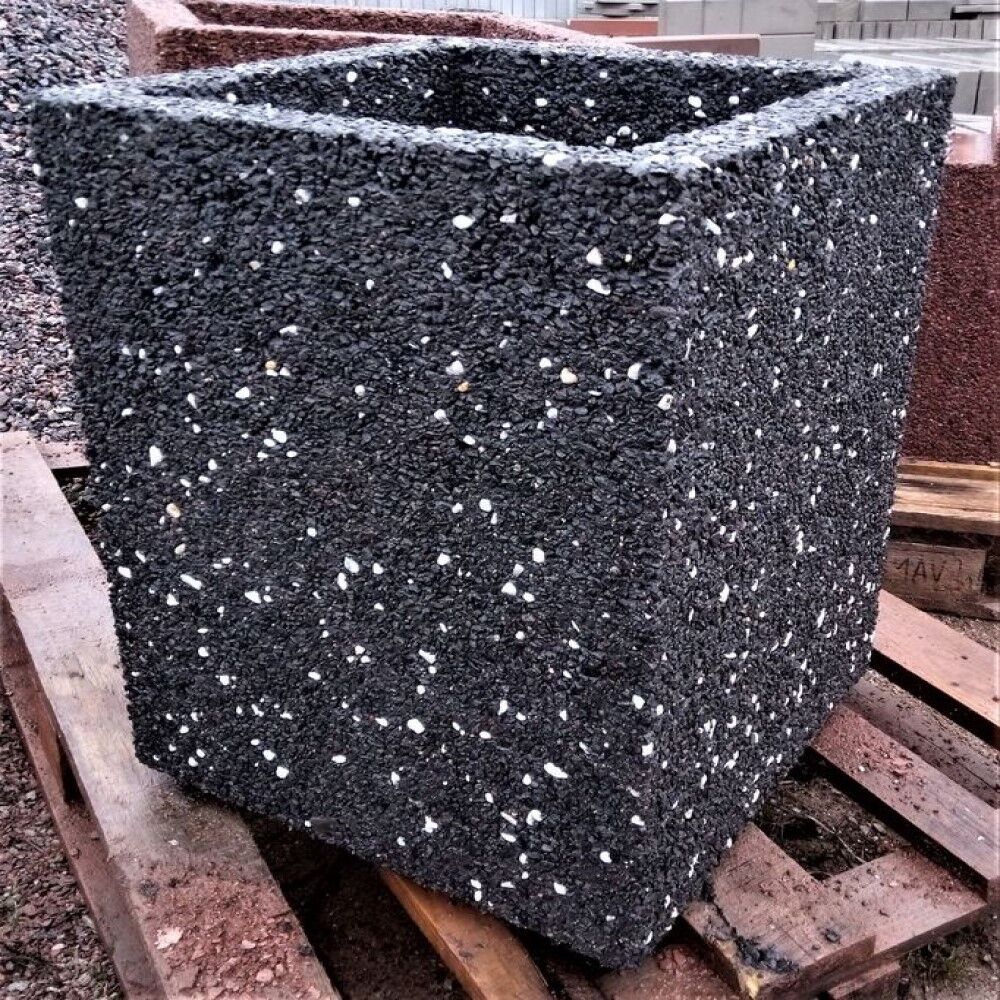 Урна уличные Киль бетонные с каменной фактурой Габбро-диабаз 450х450х600 мм