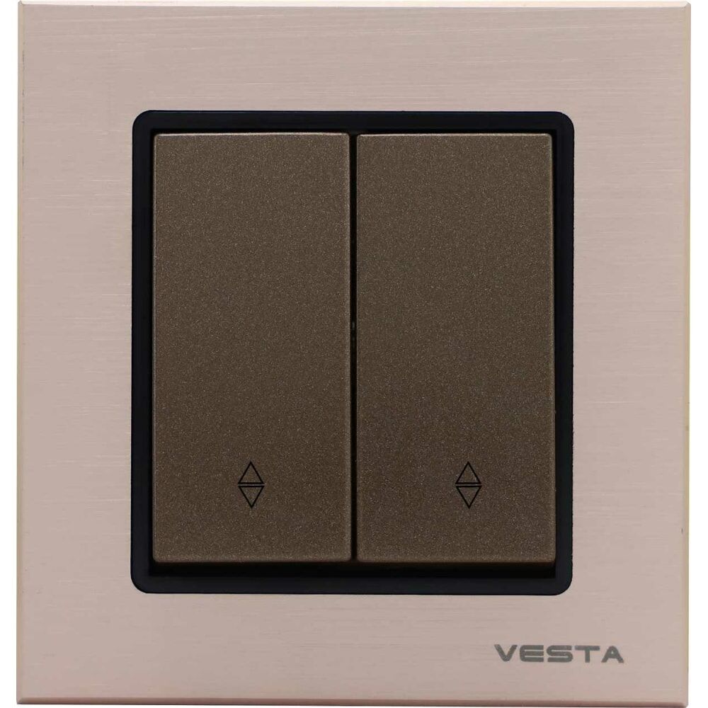 Реверсивный двухклавишный выключатель Vesta Electric Exclusive Champagne Metallic