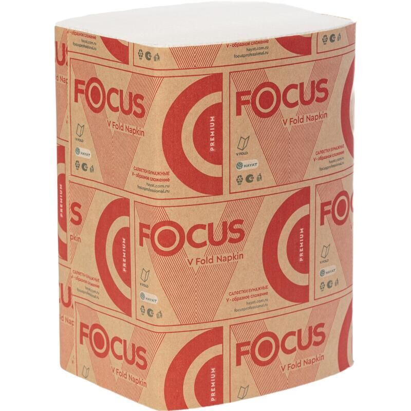 Салфетки бумажные для диспенсера Focus Premium 23x16.8 см белые 2-слойные 200 листов (15 пачек в упаковке)