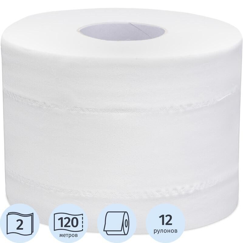 Бумага туалетная в рулонах Focus Point 2-слойная 12 рулонов по 120 метров (артикул производителя 5036915)