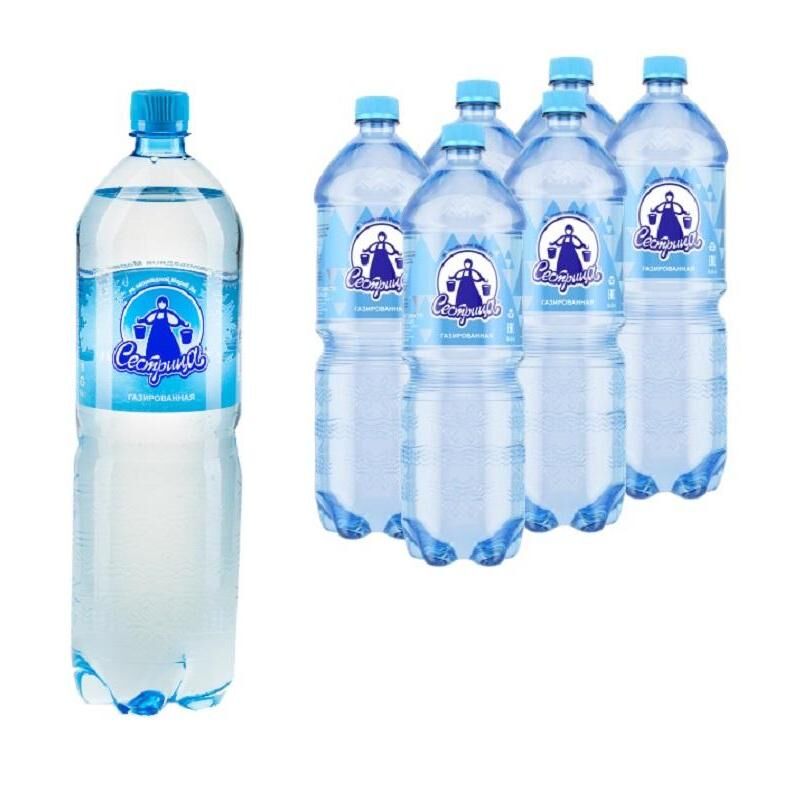 Вода питьевая Сестрица газированная 1.5 л (6 штук в упаковке)