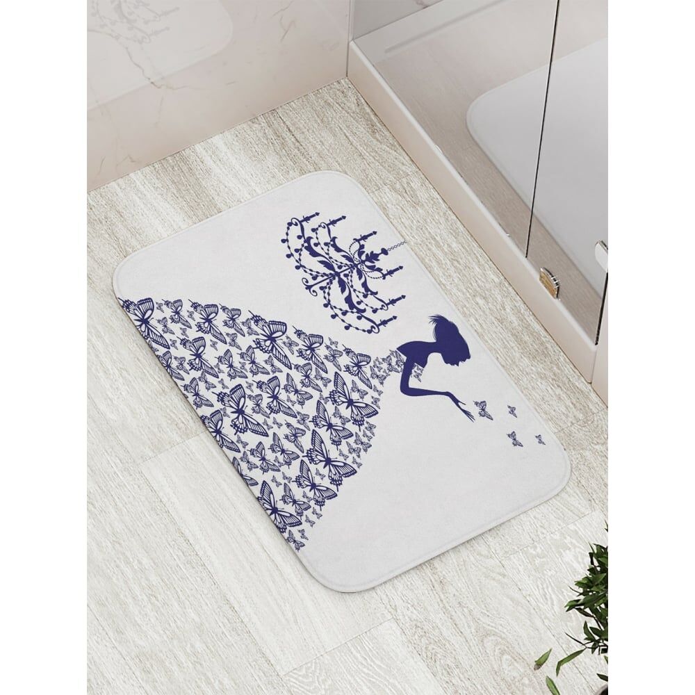 Противоскользящий коврик для ванной, сауны, бассейна JOYARTY Платье с фиолетовыми бабочками