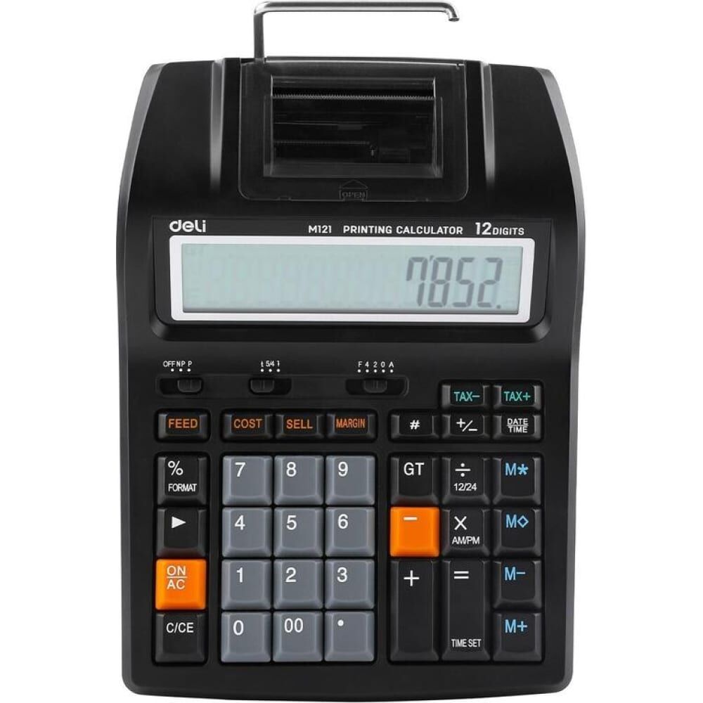 Печатающий калькулятор DELI em121-eu 12-разрядов, 172x203x55 мм, черный 13623