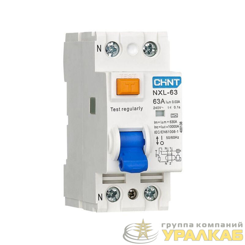 Выключатель дифференциального тока (УЗО) 1п+N 16А 30мА тип AC 6кА NXL-63 (R) CHINT 280720