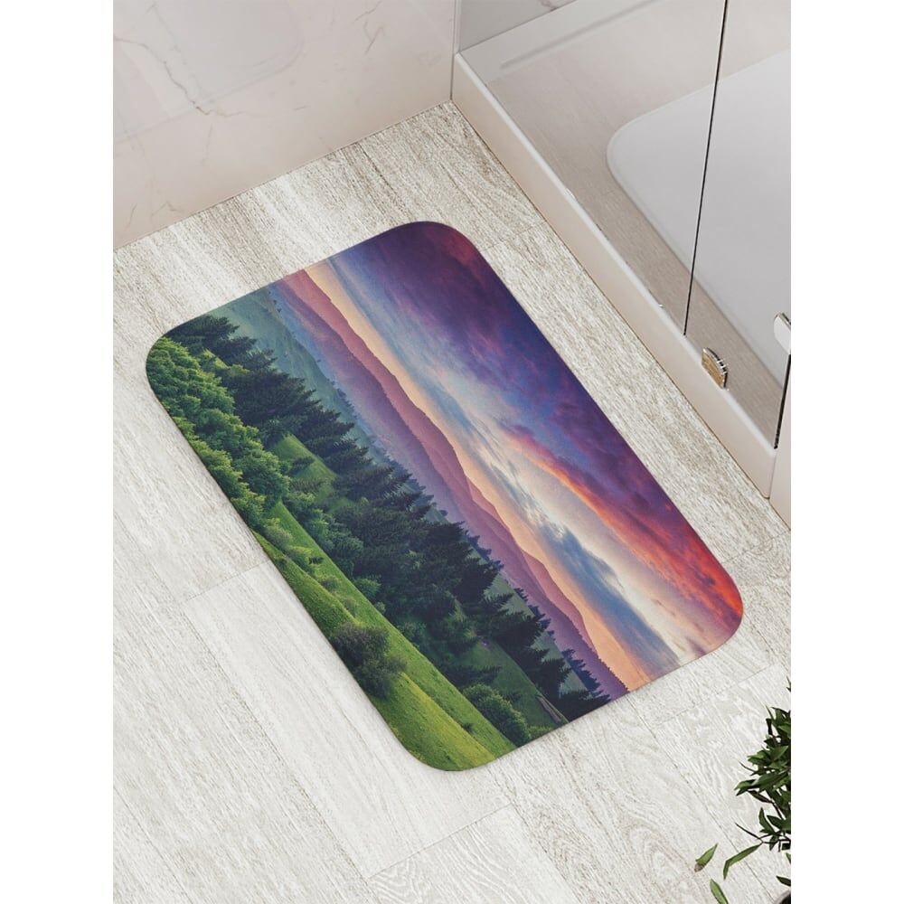 Противоскользящий коврик для ванной, сауны, бассейна JOYARTY Фиолетовый закат