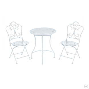 INBLOOM Набор мебели: стол 74x8x61см, стулья 2шт 104x19x40см белый, металл 