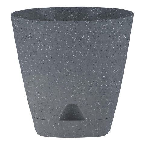 Горшок пластиковый AMSTERDAM с прикорневым поливом, темный камень, 17х17х16,5 см 2,5 л, InGreen (12) IG630010026