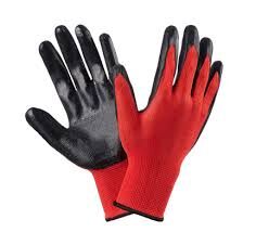 Перчатки нейлоновые Красные с черным обливом Люкс