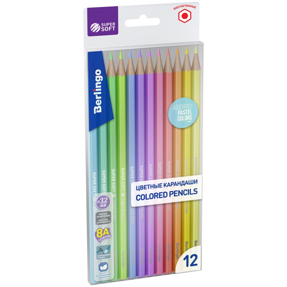 Цветные карандаши Berlingo SuperSoft. Pastel