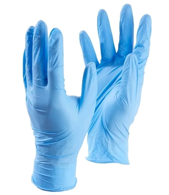 Перчатки смотровые нитриловые неопудренные (M), цвет Голубой