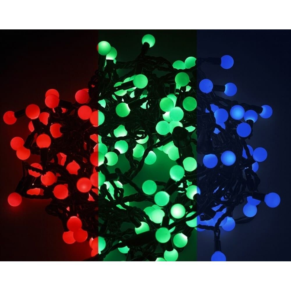 Гирлянда Neon-Night мультишарики d=15 мм 5м темно-зеленый ПВХ, 30LED RGB