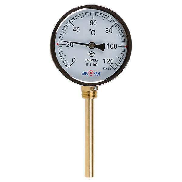 Термометр биметаллический ЭКОМЕРА БТ-1-100, 0-120С, L = 100 радиальный