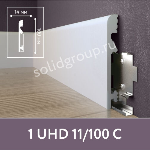 Плинтус Солид 1 UHD 11/100 полимер высота 100 мм длина 2,40 м цвет белый