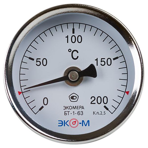 Термометр биметаллический ЭКОМЕРА БТ-1-63, 0-200С, L = 100