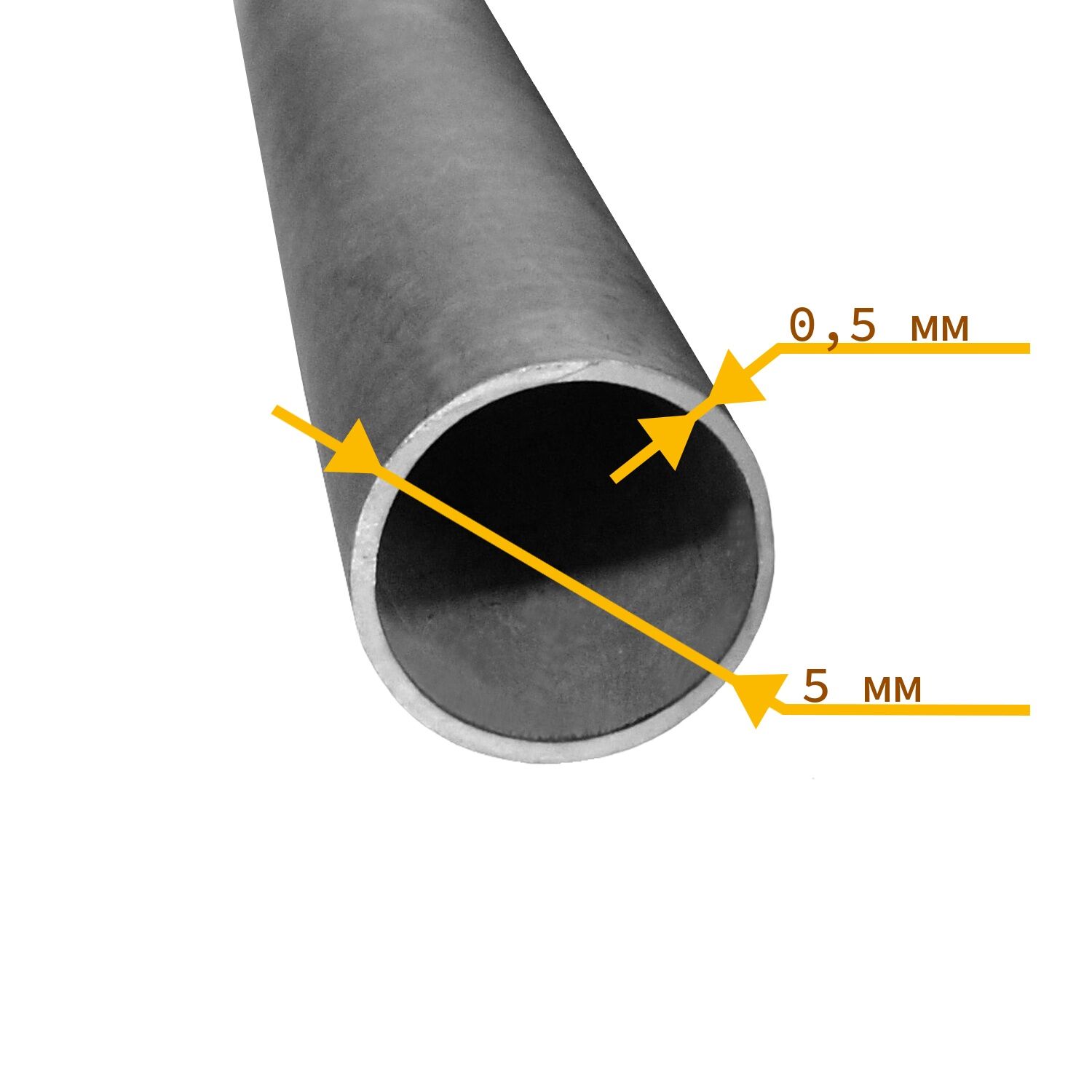 Труба нержавеющая круглая матовая диаметр: 5мм стенка: 0,5мм марка стали: 12Х18Н10Т / AISI 321