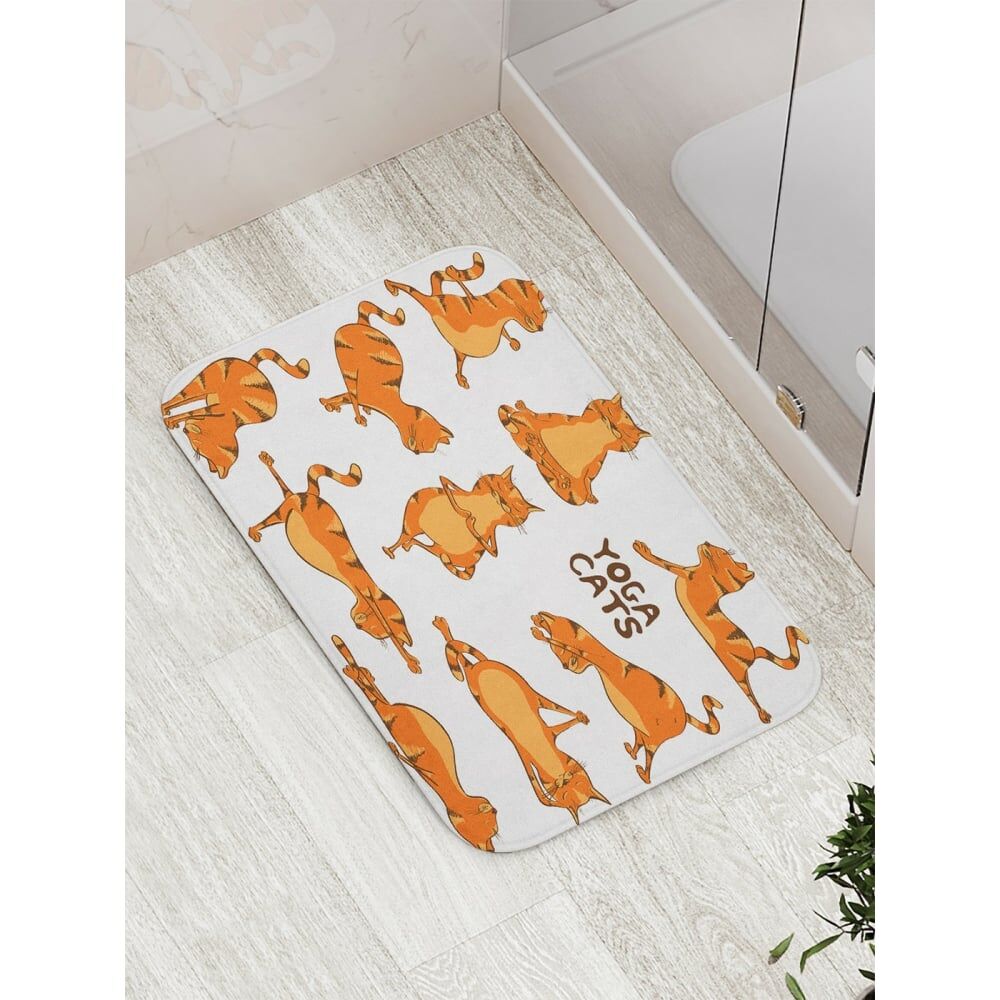Противоскользящий коврик для ванной, сауны, бассейна JOYARTY Йога и кот