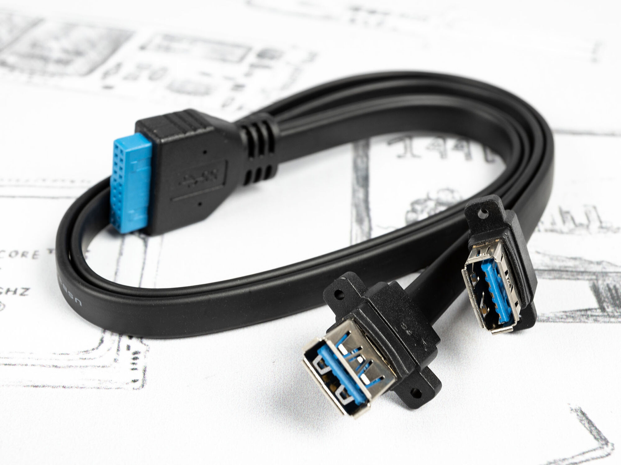 Кабель USB 3.2 Gen1 x2 - USB 3.2 (19-pin, папа) Провода питания для ноутбуков
