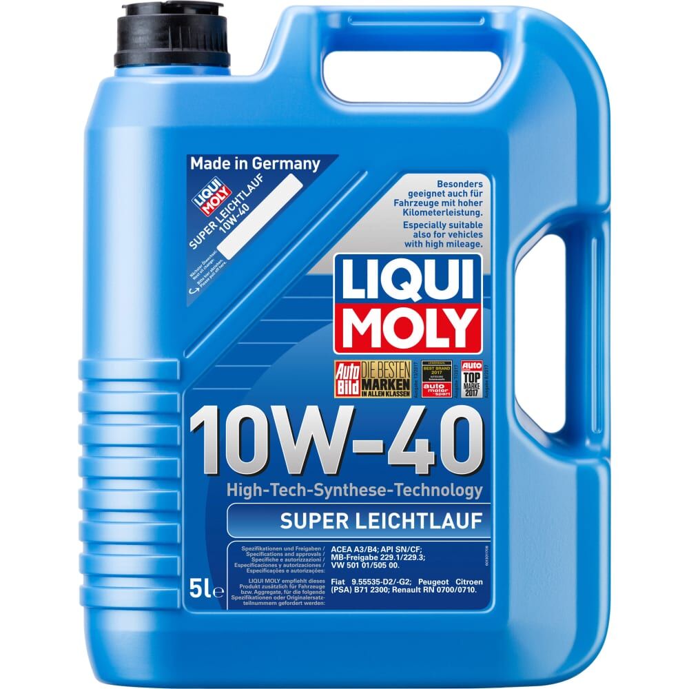 Моторное масло LIQUI MOLY Super Leichtlauf НС-синтетическое, 10W-40, SN, A3/B4, 5 л 9505