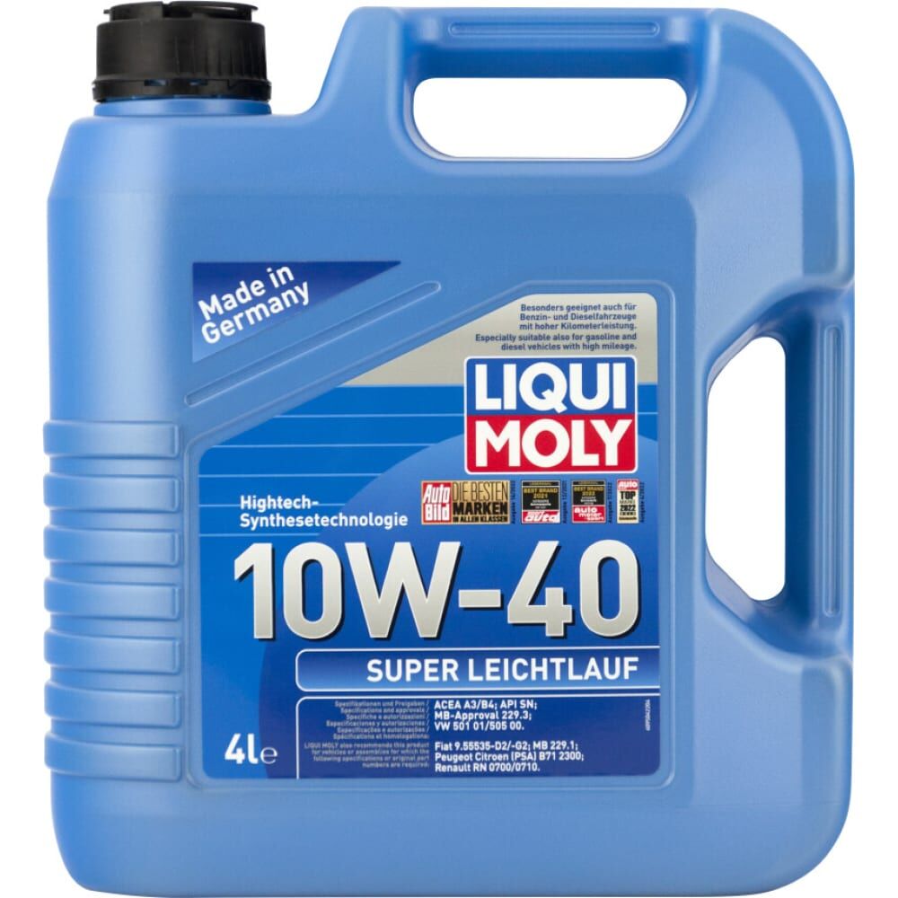 Моторное масло LIQUI MOLY Super Leichtlauf НС-синтетическое, 10W-40, SN, A3/B4, 4 л 9504
