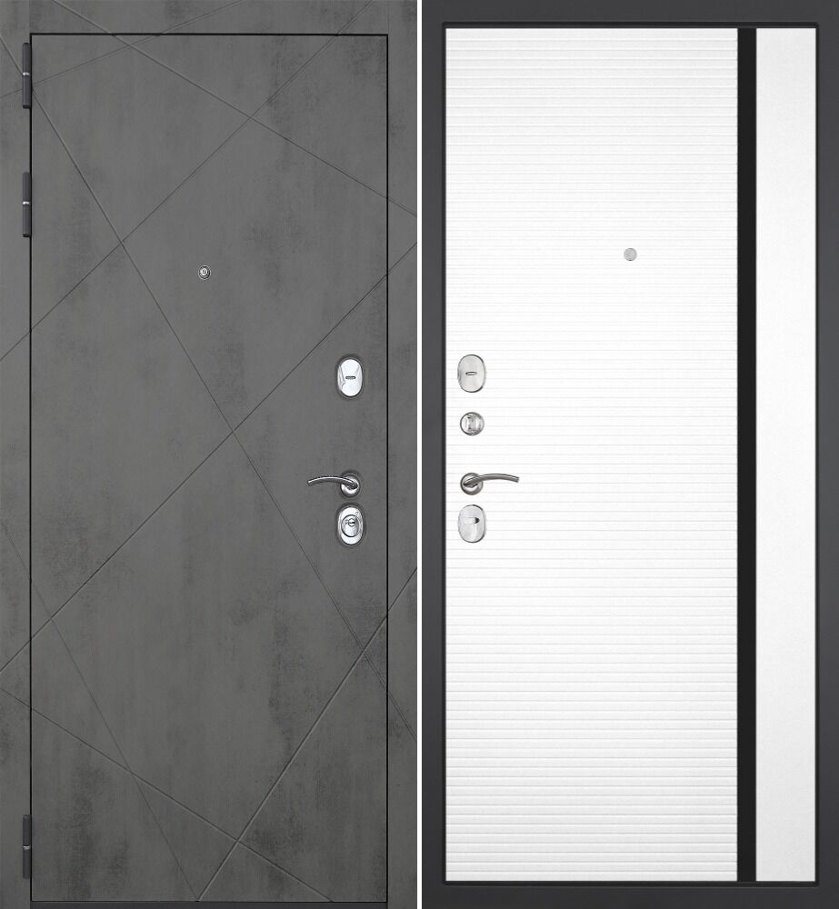 Входная дверь Гранит Дуэт с панелью 053 Пиано белая 12 мм