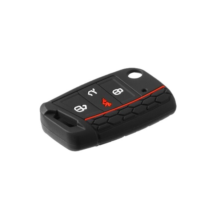 Чехол силиконовый для смарт-ключа Volkswagen Golf, Polo, MK7, Atlas 2016-2020г.в., Skoda Octavia 4 кнопки, черный