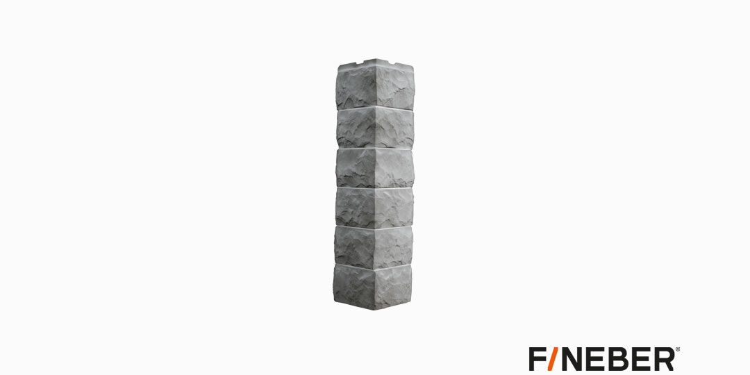 Профиль фасадный Fineber Скол Наружный угол, 3D-Facture Светло- серый