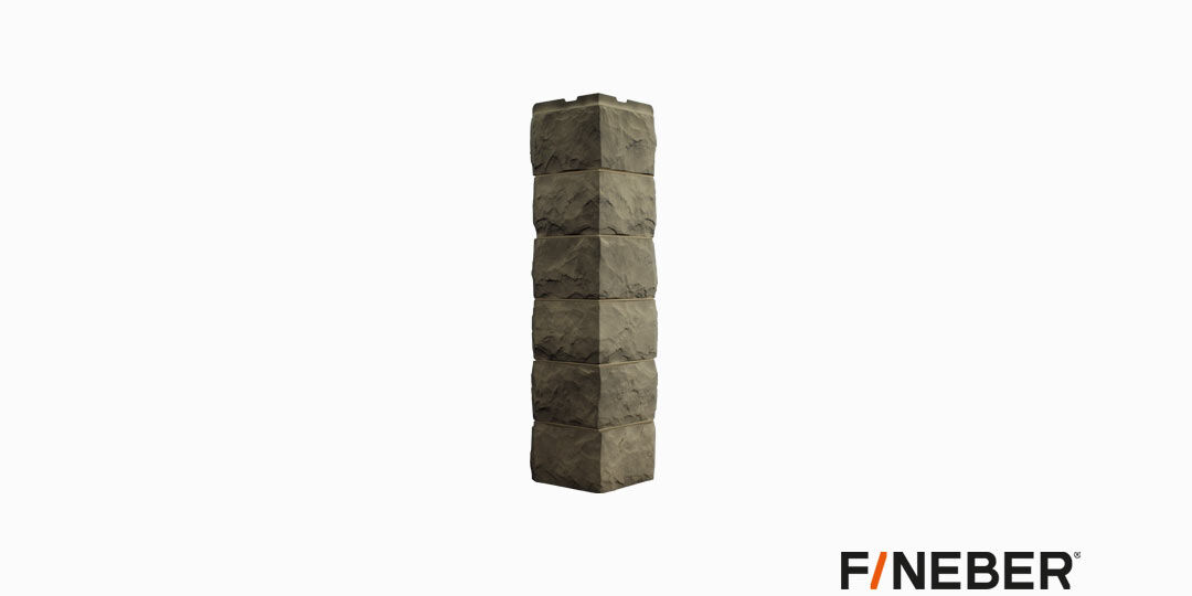Профиль фасадный Fineber Скол Наружный угол, 3D-Facture Дымчатый