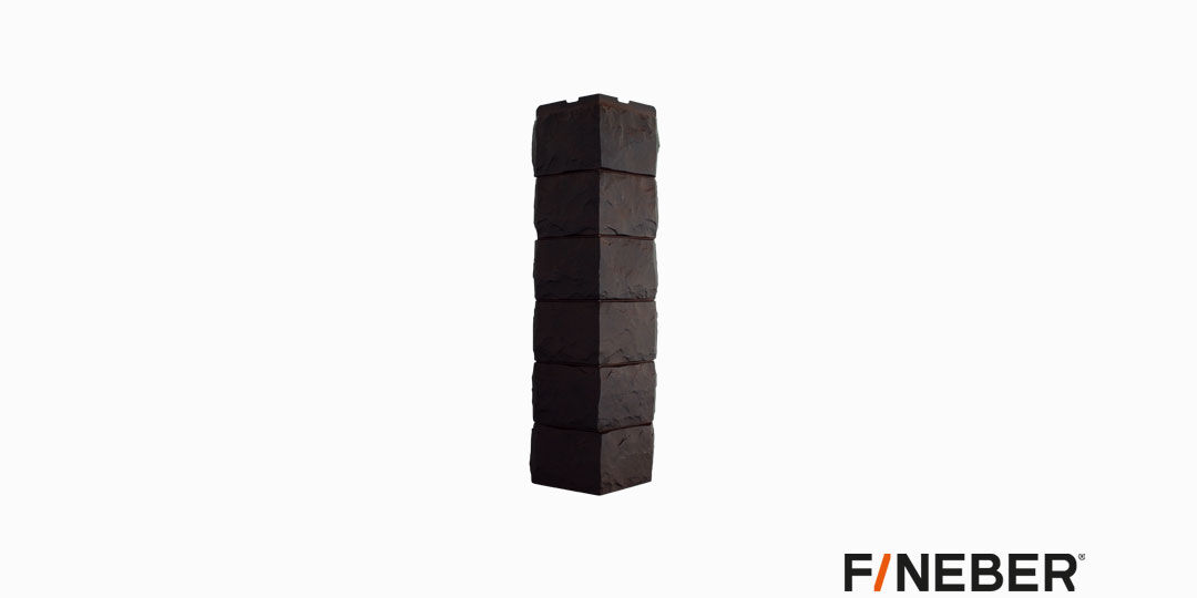 Профиль фасадный Fineber Скол Наружный угол, 3D-Facture Тёмно- коричневый