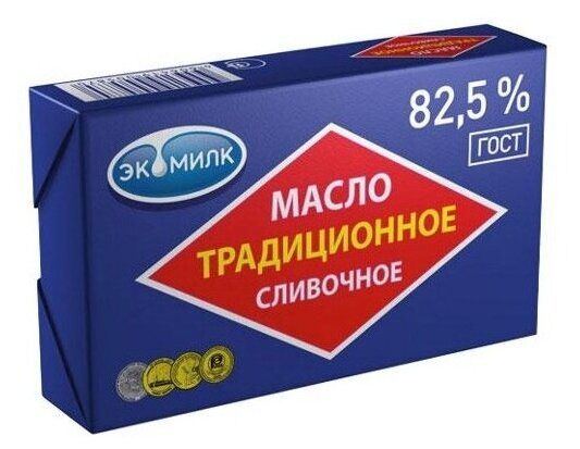 Масло сливочное Экомилк РОМБ 450г Традиционное 82,5% 1х20)