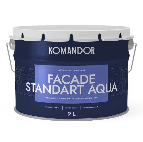 Краска белая атмосферостойкая фасадная Facade Standart Aqua 9 л