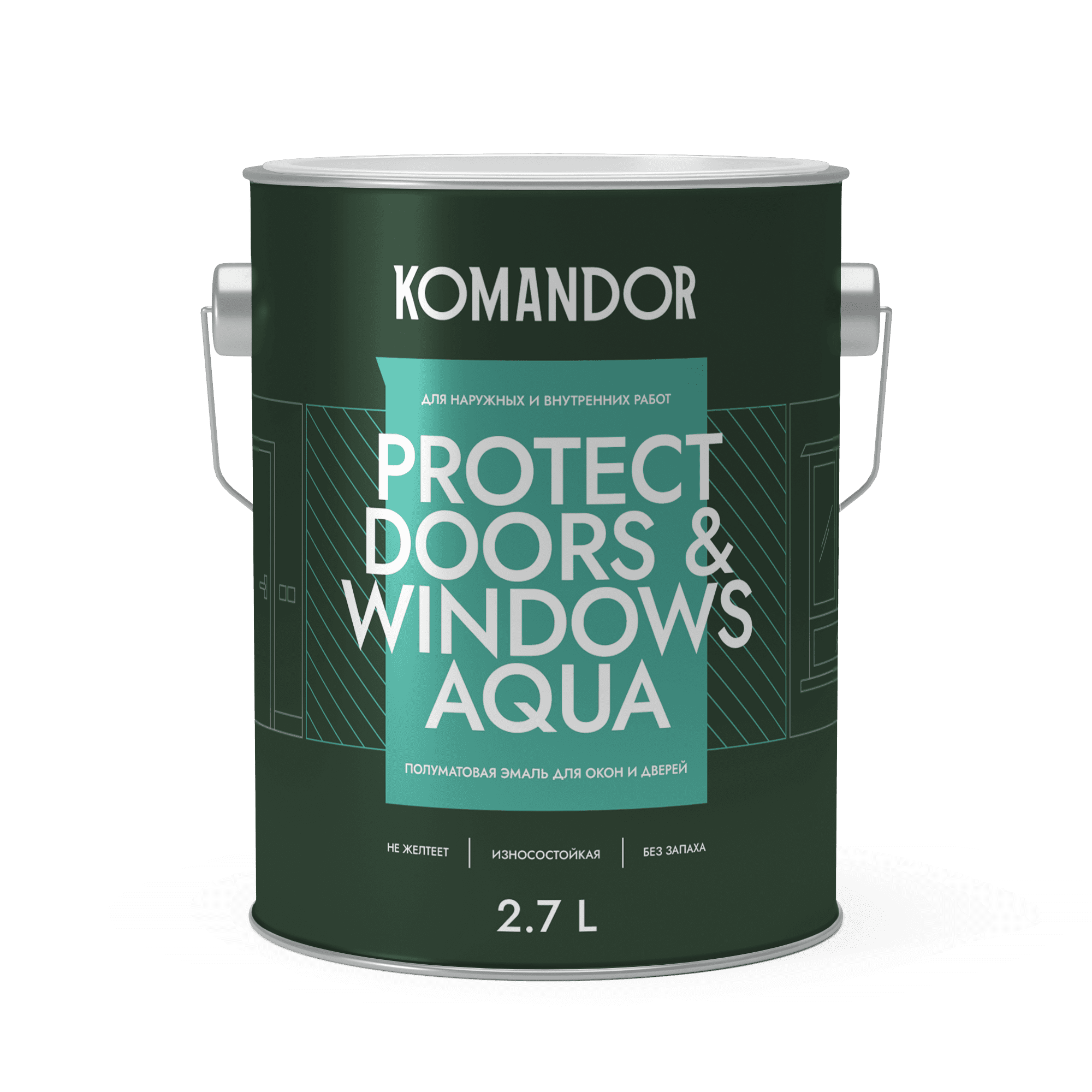 Эмаль полуматовая для окон и дверей Protect Doors&Windows Aqua 0,9 л